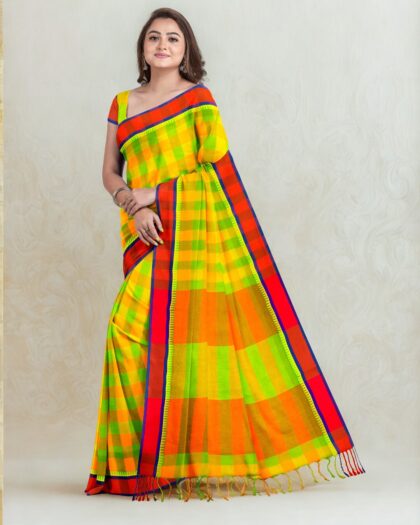 Pure Cotton Grameen Check Saree