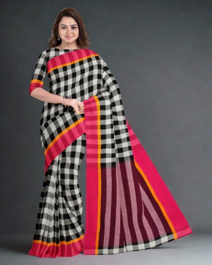 Pure Cotton Grameen Check Saree