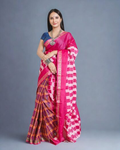 Mercerized Cotton Grameen Check Saree