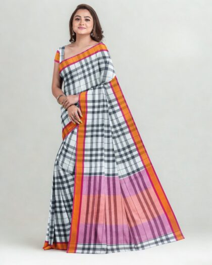 Pure Cotton Grameen Check Saree