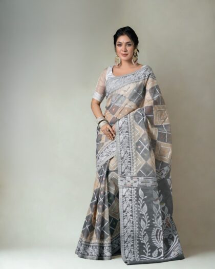 Mercerized Silk Jamdani Saree