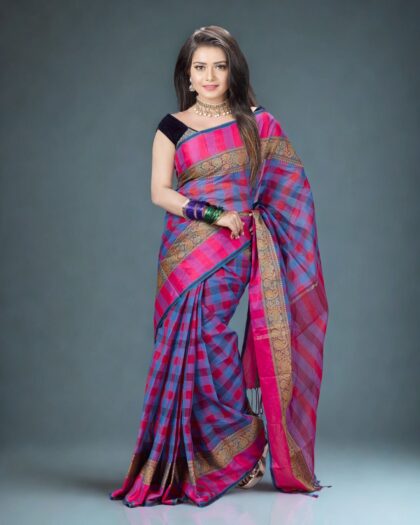 Pure Cotton grameen check Saree