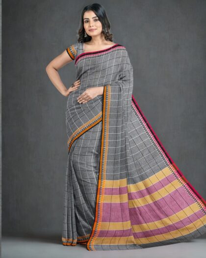 Pure Cotton Grameen Check Saree