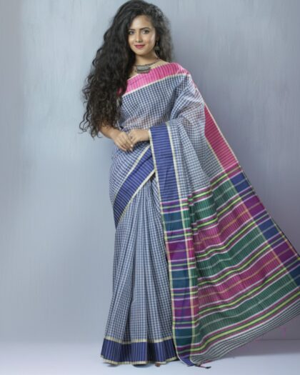 Half silk Gamcha check Saree