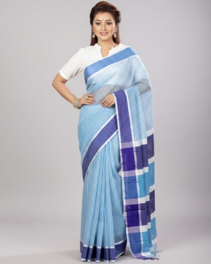 Half silk Gamcha stripe Saree